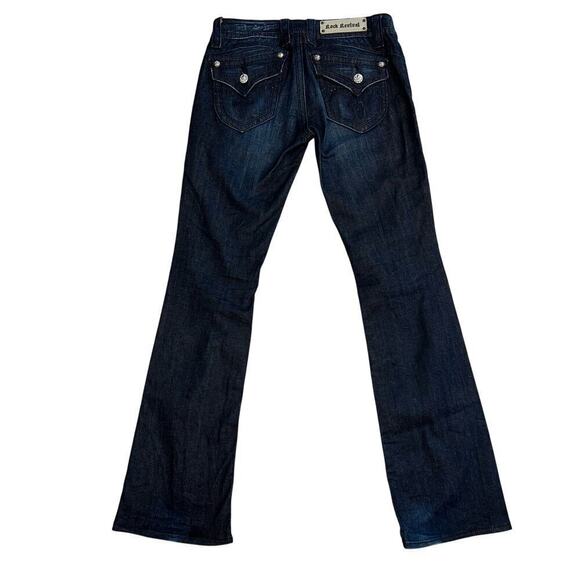 Rock Revival Low Rise Heather Boot Jeans Dark Wash Fleur des Lis Buttons Size 29 - Picture 5 of 13